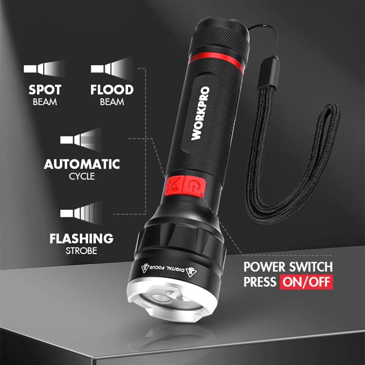 750LM Digital Focusing Rechargeable Aluminium Flashlight