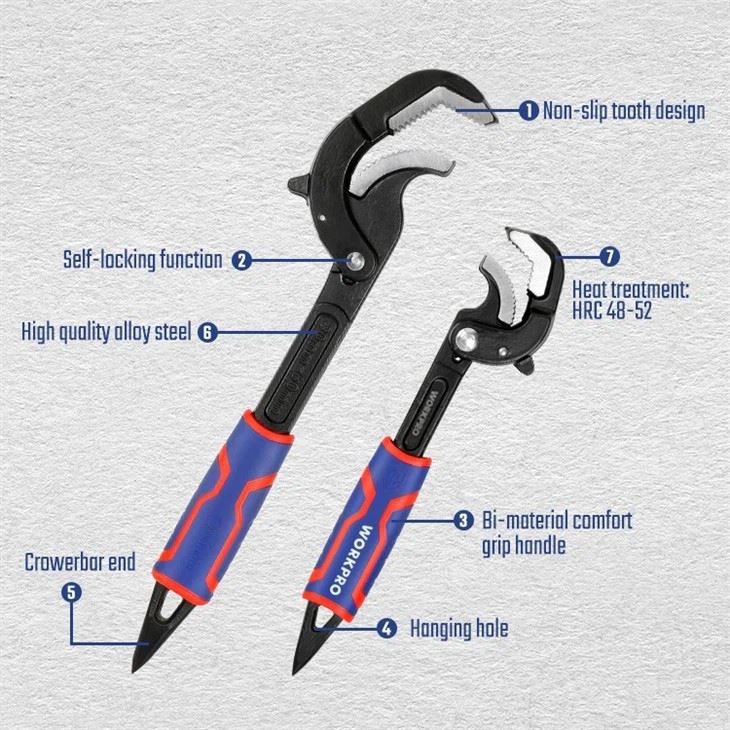 WORKPRO 2PC MULTI-FUNCTION PIPE WRENCH high quality